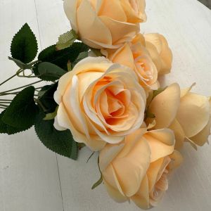 Fleurs décoratives de mariage 9 têtes bouquet de roses fleurs en soie pour la décoration de la maison