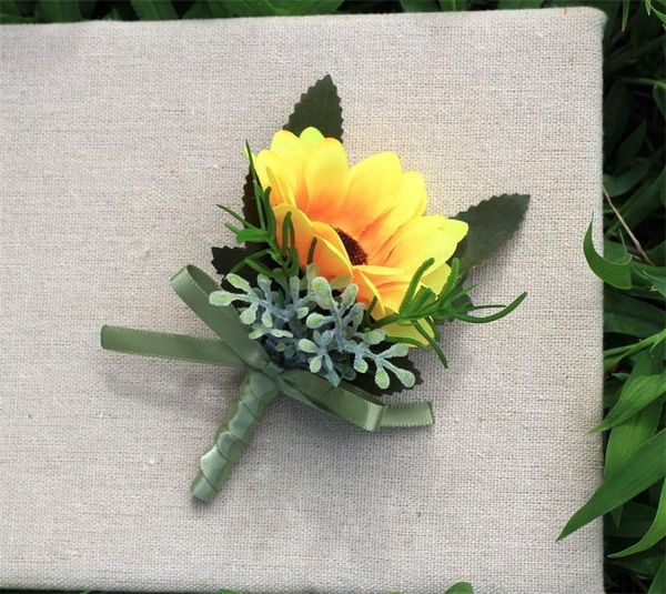 Fleurs décoratives de mariage broches de tournesol coloré marié mariée romantique fleur artificielle broche offre spéciale 3 88my E1