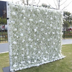 Mariage décoratif fleurs blanc Rose gypsophile toile de fond fleur mur 3D enrouler tissu fond de mariage