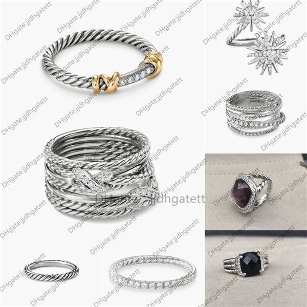 Anillos de diseñador de bodas Banda 1: 1 Anillo clásico original Serie X Oro trenzado Doble x diamante Moda Mujeres de moda Joyería de lujo Amante Pareja Regalos de fiesta de cumpleaños