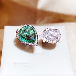 Bagues de mariage en diamant pour femmes, cadeau d'anniversaire de luxe, cœur d'amour, diamant vert blanc, bague chinoise, bijoux en pierre Mosonite anillos