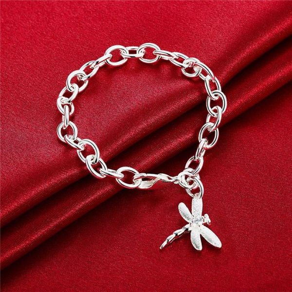 Mariage libellule crevettes épais 925 bracelets à breloques en argent 8 pouces GSSB282 bijoux plaqués argent sterling pour femmes bracelet222f