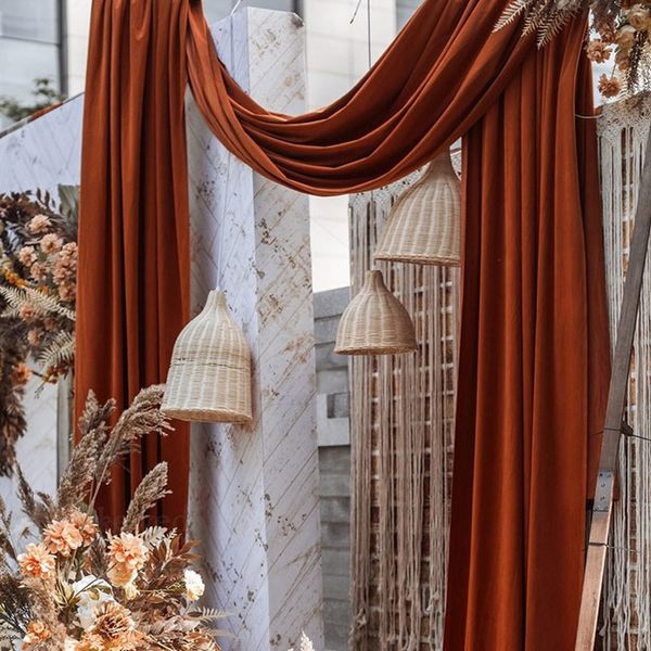 Draperie de mariage rative tissu perle bande de mousseline de soie cérémonie réception en bois ferme voile décor arc fond Arrangement