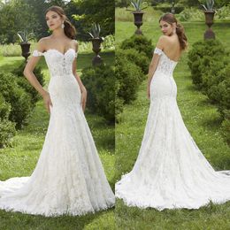 Vestido de novia 2023, llegada, vestidos de sirena bordados para mujer, mangas cortas, perlas, apliques de cuentas, novia