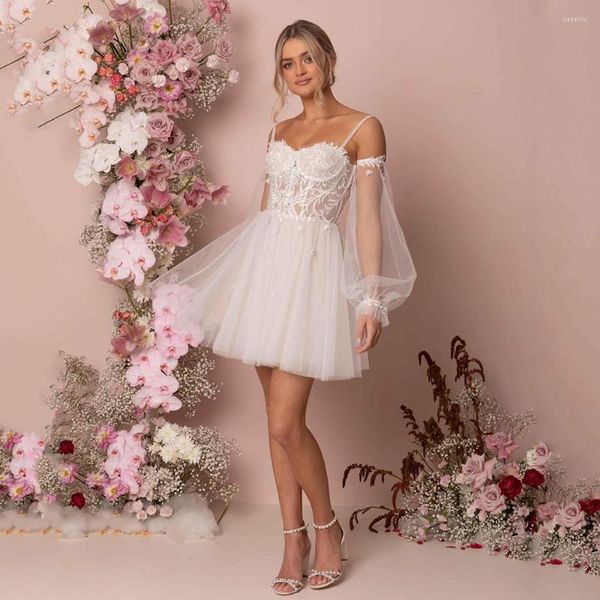 ADLN – Robe De mariée courte détachable, ligne a, en Tulle, Robe De mariée féerique, sur mesure, dos nu, en dentelle, Robe De réception