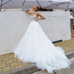 ADLN – robe de mariée élégante en Tulle à pois, tenue de campagne, avec traîne Court, ligne a, sur mesure, blanc ivoire, oiseau de jardin, 2023