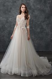 Trouwjurk Angelsbridep 2 Store sexy gaas met lange mouwen nette backless cultiveren moraliteit tonen dunne type knoppen aan de achterkant