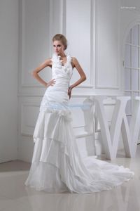 Vestido de novia Llegada 2022 Mujer Halter Tamaño personalizado / color Nupcial Cola pequeña Sirena blanca