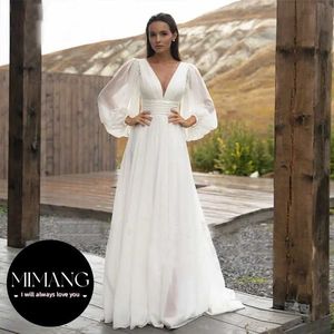 Robe de mariée Bridal Long A Line Bride Robe Sweep Train Plus taille