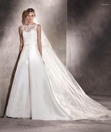 Wedding Dress Mermaid Sleeveless Lace Appliques Detachable Train Gowns For Bride With Vestidos De Noiva