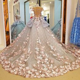 Trouwjurk andere jurken haute couture 3d bloemen prachtige korte mouw bal jurk lente tuin bruids feest 2023 op maat gemaakt