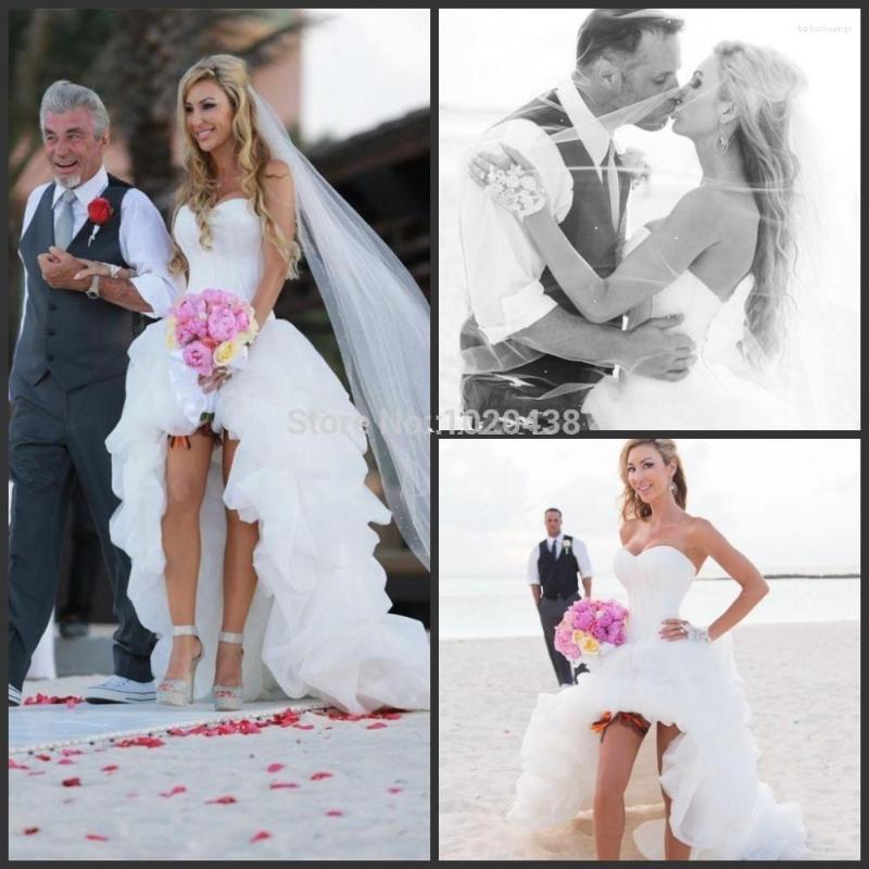 Bröllopsklänning romantisk hög låg älskling 2022 Organza Casamento långa brudklänningar vestido de noiva specialanpassade