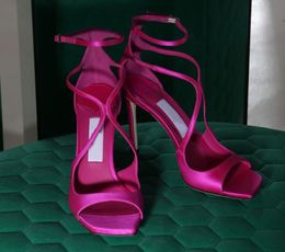 Robe de mariée sandale talons hauts marques de luxe Chaussures pour femmes azia 110 mm orteil carré à double sangle à talons sexy j-m