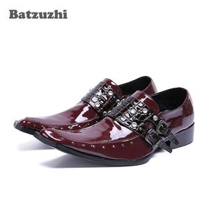 Japans type rots trouwschoenen mannen wijn rood lederen jurk schoenen feest, startbaan Oxford schoenen voor mannen, big size EU38 tot 46, US6 tot US12