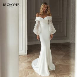 Robe de mariée superbe sirène chérie manches bouffantes Satin Vestido de Noiva 2020 mode princesse BECHOYER EL106 robe de mariée