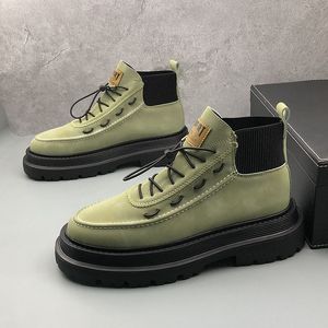 Trouwjurkstijl Brits feestschoenen merk high-top non-slip sport casual sneakers rond teen dikke bodem zakelijke vrijetijds vrije loop laarzen c197 9846