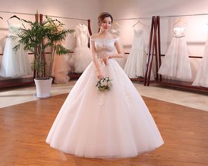 Robe De mariée La Mariée À Manches Courtes Bateau Cou De Luxe Dentelle Broderie Princesse Sexy Découpe Robe De Bal Robe De Novia