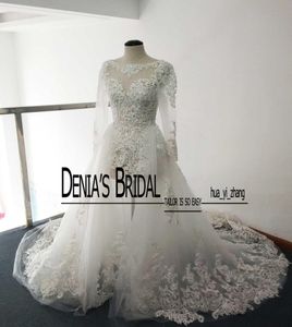 Trouwjurken 2016 Vestidos de novia geïnspireerde pure lange mouwen kralen toegewezen tule bruidsjurken met sluier dhyz 013093165