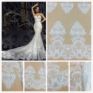 robes de mariée 5yard blanc broderie robes de mariée tissus de dentelle tulle maille robe de mariée en dentelle tissu