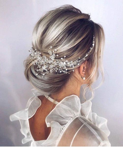 Robes de mariée coiffures accessoires brillant le voile de cristal nuptial des perles de perles de perles accessoires pour la fête