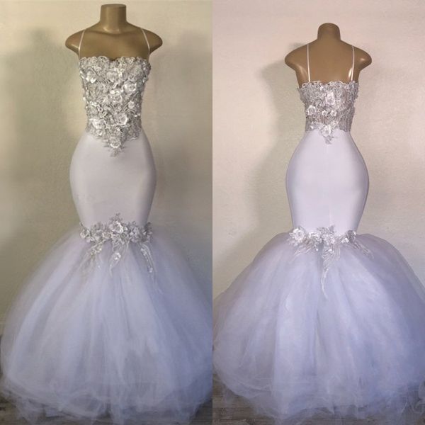 Vestidos de novia Correa de espagueti Apliques de encaje Sirena Vestidos nupciales Beads Satin Tulle Floor Longitud Bodas Envío gratis