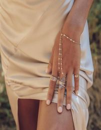 Fiançailles de mariage CZ station déclaration diamant bracelet à main argent plaqué or bracelet esclave avec bague élégance femmes bijoux6157472