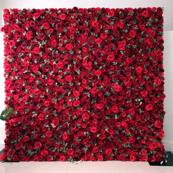 Mur de roses artificielles florales pour événements de mariage, pour arrière-plan de jardin, décoration de fête de mariage à domicile 33