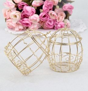 Boîte de faveur de mariage européenne créative or Matel boîtes romantique en fer forgé cage à oiseaux boîte de bonbons de mariage boîte en fer blanc mariage entier Fa4735952