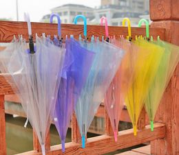 Faveur de mariage coloré clair PVC parapluie longue poignée pluie soleil Parasol voir à travers les parapluies SN23359527415