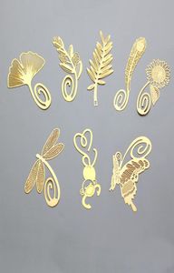 Wedding Favor Gold Bookmarks Feather Olive Ginkgo tarwe Dragonfly Monkey Metal Chinese stijl Creatieve bladwijzers2562983