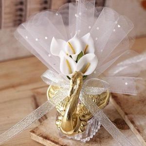 Bruiloft gunst houders acryl swan met prachtige lelie bloemenfeest cadeau snoep gunsten nieuwigheid baby shower sweetzz