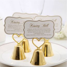 Bruiloft Gunst Party "Kissing Bell" Silver Bell Place Card Houder Photo Holder Wedding Table Decoration Gunsten