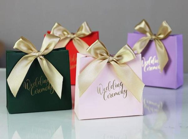 Mariage Favors Boîte de bonbons sacs-cadeaux avec du ruban Chocolate Box Party Sweets Gift Favors Enveloppez Vintage Engagement Anniversary Decorat1365793