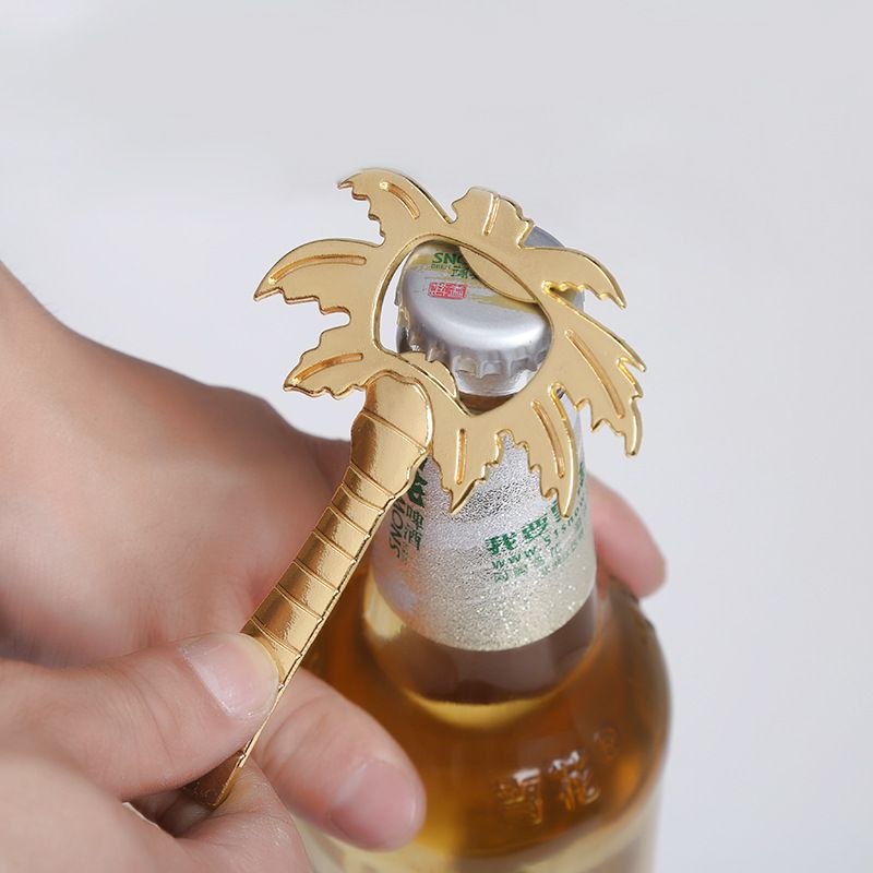 Bomboniere Nozze Brezza di palma da cocco Lega d'oro Apribottiglie per birra Forniture per regali per feste ZZ