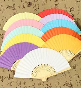 Faveurs de mariage cadeau papier pour bricolage pliant mariée main artisanat ventilateur avec des côtes de bambou bonbons couleur dessin Fan9395765