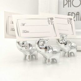 Wedding Favors Gift "Lucky in Love" Silver Lucky Elephant Place Name Photo Card Holder Party Decoration