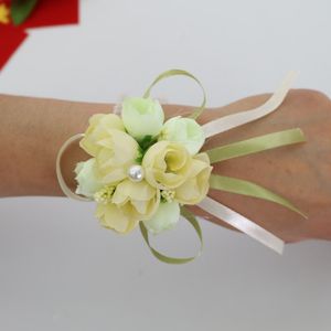 trouwbedankjes bruiloft decoraties bruiloft bloemen kunstbloem pols corsage bruidsmeisje hand pols bloem zusters bloem