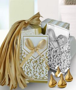 Mariage favorise la faveur sac Sweet Cake Gift Candy Wrap Paper Boîtes sacs anniversaire d'anniversaire d'anniversaire Baby Shower Présents Box Gold Silv6976200