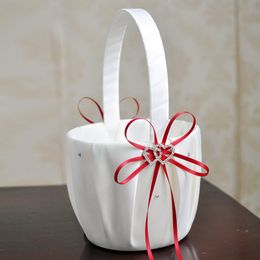 Fête des enfants Portez du mariage de fleur de mariage pour la cérémonie de décoration Festival DIY Bowknot Basket Satin Supplies