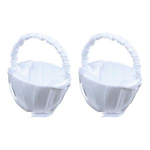 Mariage fleur fille panier fête décoration 2X blanc Satin nœud papillon cadeau de mariage sac de rangement conteneur amour Case