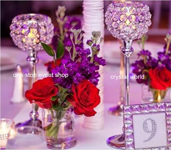 Cristal de decoración de soporte de flores de boda, centros de mesa de candelabros altos al por mayor