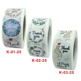 Pegatinas de agradecimiento de flores de boda, etiquetas adhesivas de boda, pegatinas con estampado Floral, 500 Uds./rollo para etiquetas de sellado 2002