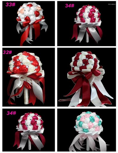 Fleurs de mariage 2024 Artificial Crystal Applique Bouquet Pearl Flores Artificialades Rayon Bridal Accessoires