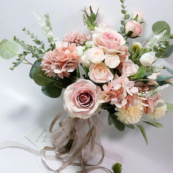 Bouquet de fleurs de mariage 37x28cm, Bouquet de mariée, pour la maison, événement d'affaires, imitation rose, paquet de fleurs, portable, 588