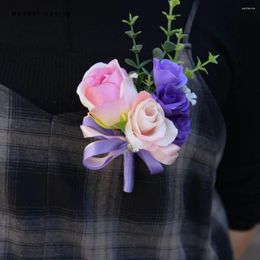 Fleurs de mariage 3 pièces, Rosette artificielle romantique, boutonnières pour homme d'honneur, costume Corsage, accessoires de bal, 2023