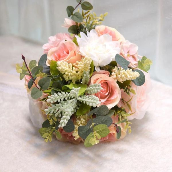 Bouquet de fleurs de mariage, mélange de 5 couleurs, fausses fleurs pour décoration de jardin de maison, main de mariée