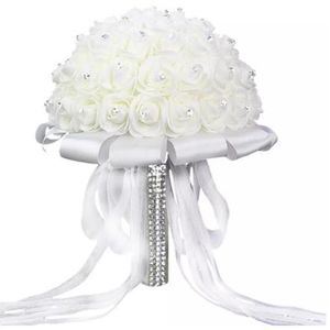 Bruiloft Bloemen Accessoires Boeketten Handgemaakt Rose Bloem Strass Bruidsmeisje Bruidsboeket De Mariage