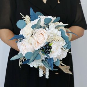 Wedding Flowers Accessories For Bride Rose Artifical Bridal Bouquets With Holding