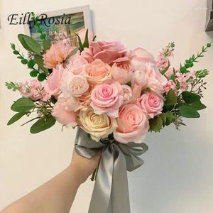 Fleurs de mariage Arrivée Bouquet de mariée rose Real Pos Design original Belle mariée Country De Mariage Deco