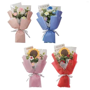 Fleurs de mariage florales artificielles pour la fête des mères anniversaire bouquet tricoté exquis